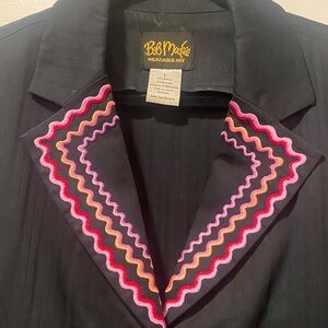 ❤️Bob Mackie Wearable Art Black Blazer with Rickrack embroidery Valentine’s (L)